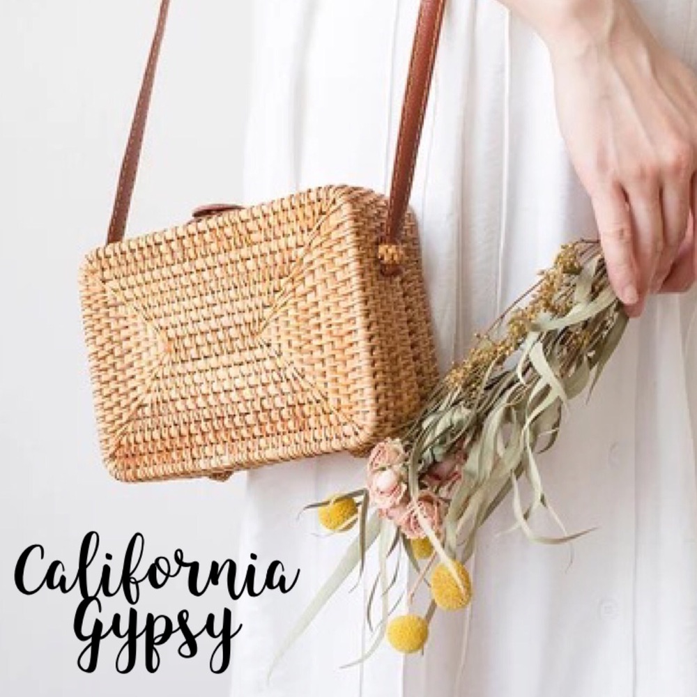 Boho gypsy rattan crossbody bag - Picture 1 of 8